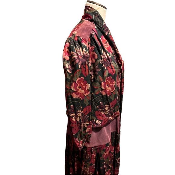 Vintage Lindsey Blake Womens Floral and Suede blouson Style Midi Dress Size 18 - Picture 3 of 13